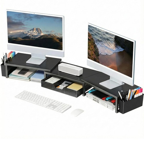 Dual monitor stand riser with - stand,