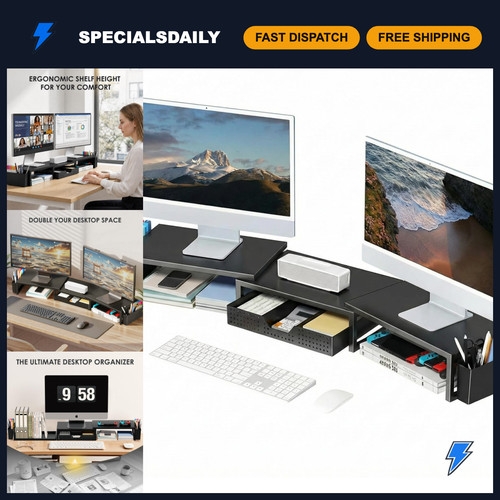 Dual monitor stand riser with - stand,