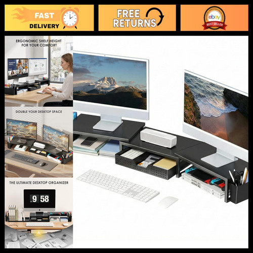 Dual monitor stand riser with - stand,