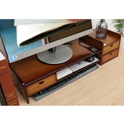 Wooden computer desk organizer - wooden,