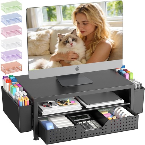 Black adjustable monitor stand - black,